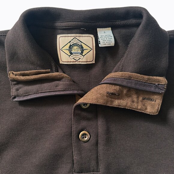 Scully Men Farthest Point Pullover Sweater SzS Chocolate Brown Suede Elbow Patch - Picture 3 of 7